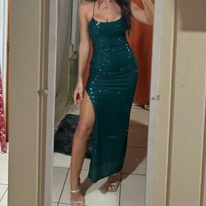 So Outta My Mind Maxi Dress Sequin Teal